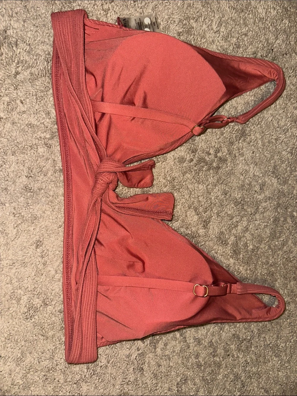 Vitamin A Ribbed Triangle Bikini Top in Rusty Pink